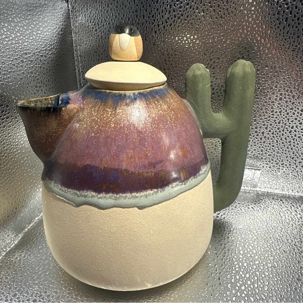 Mexican Handcrafted Ceramic Cactus Teapot - Multicolor